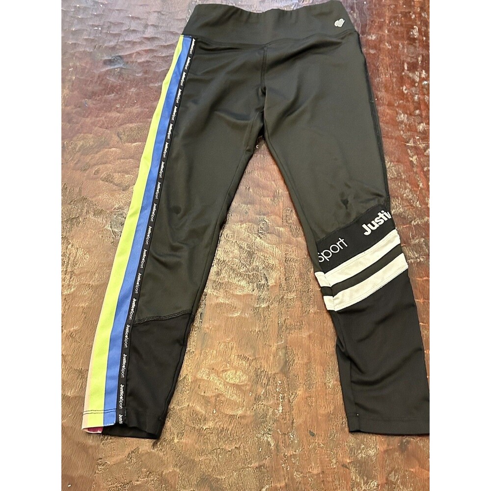 NWT Justice Girl~L 10-12-Sport Ankle Legging, Mesh Detail, Rainbow Stripe C3